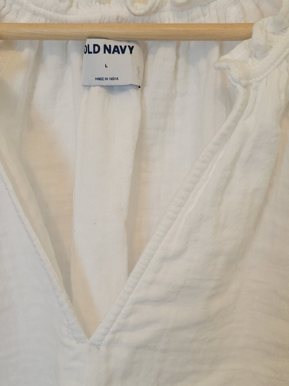 Old Navy White Cotton Gauze Cover Up Dress Tunic Size Large Pockets - Picture 4 of 9